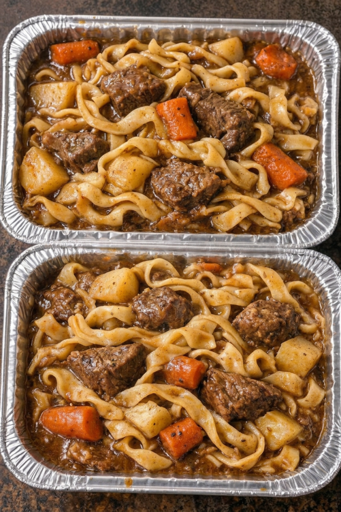 Slow Cooker 3-Ingredient Beef Stew Noodles
