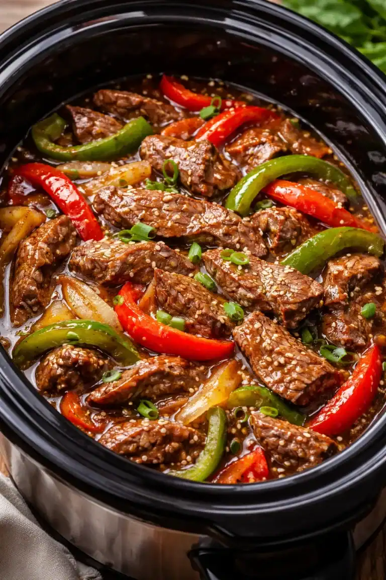Easy Crockpot Pepper Steak