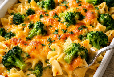 Baked Cheddar Broccoli Noodle Casserole