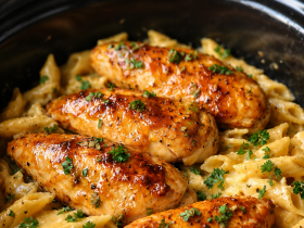 Slow Cooker Honey Butter Ranch Chicken Pasta