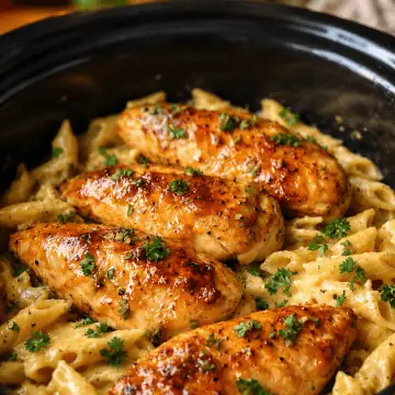 Slow Cooker Honey Butter Ranch Chicken Pasta