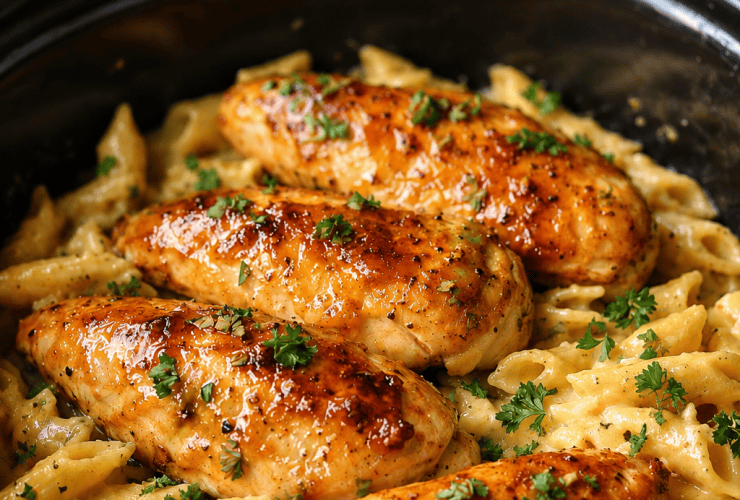 Slow Cooker Honey Butter Ranch Chicken Pasta