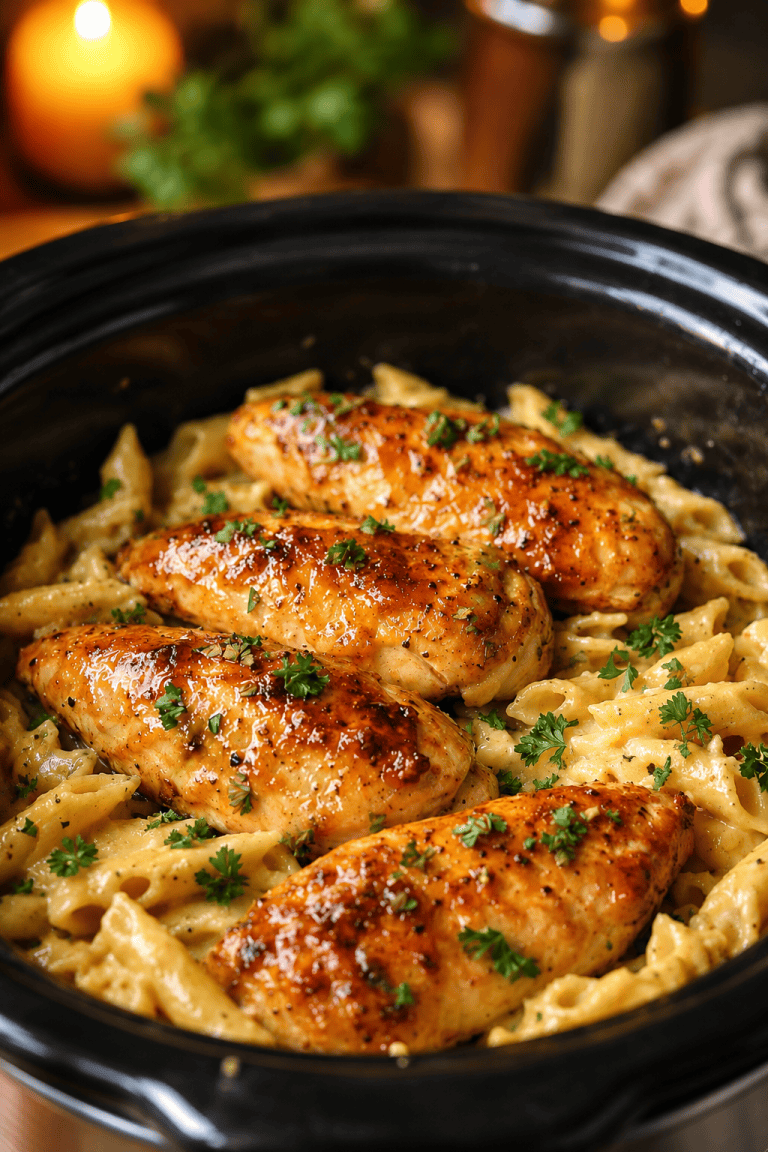 Slow Cooker Honey Butter Ranch Chicken Pasta
