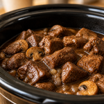 Slow Cooker Mushroom Beef Tips