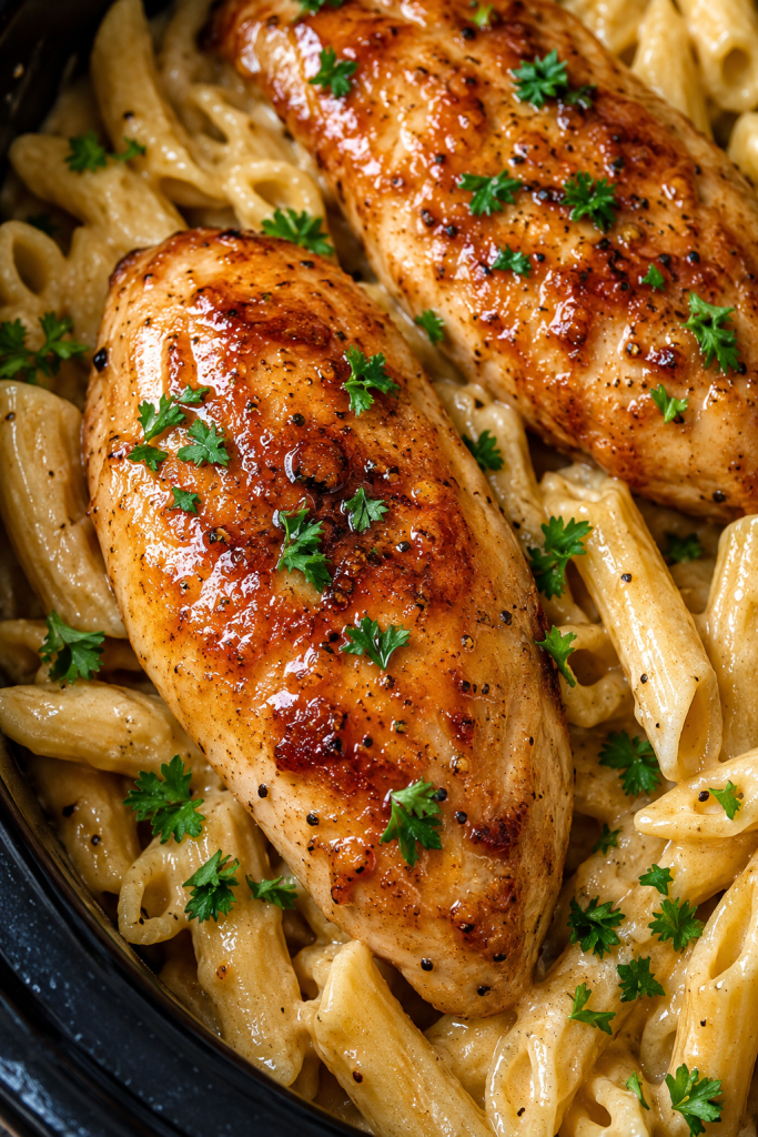 Slow Cooker Honey Butter Ranch Chicken Pasta