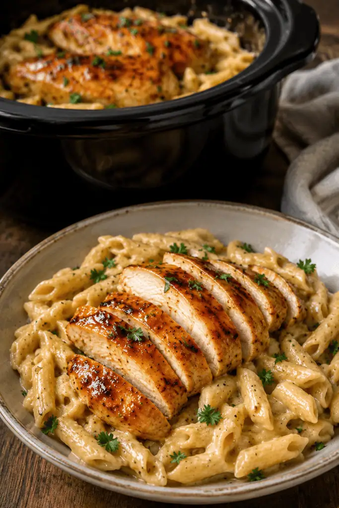 Slow Cooker Honey Butter Ranch Chicken Pasta