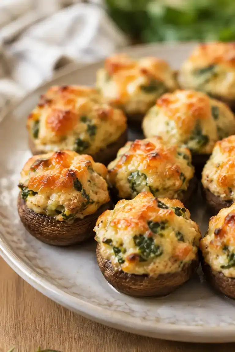 Savory Crab Stuffed Mushrooms