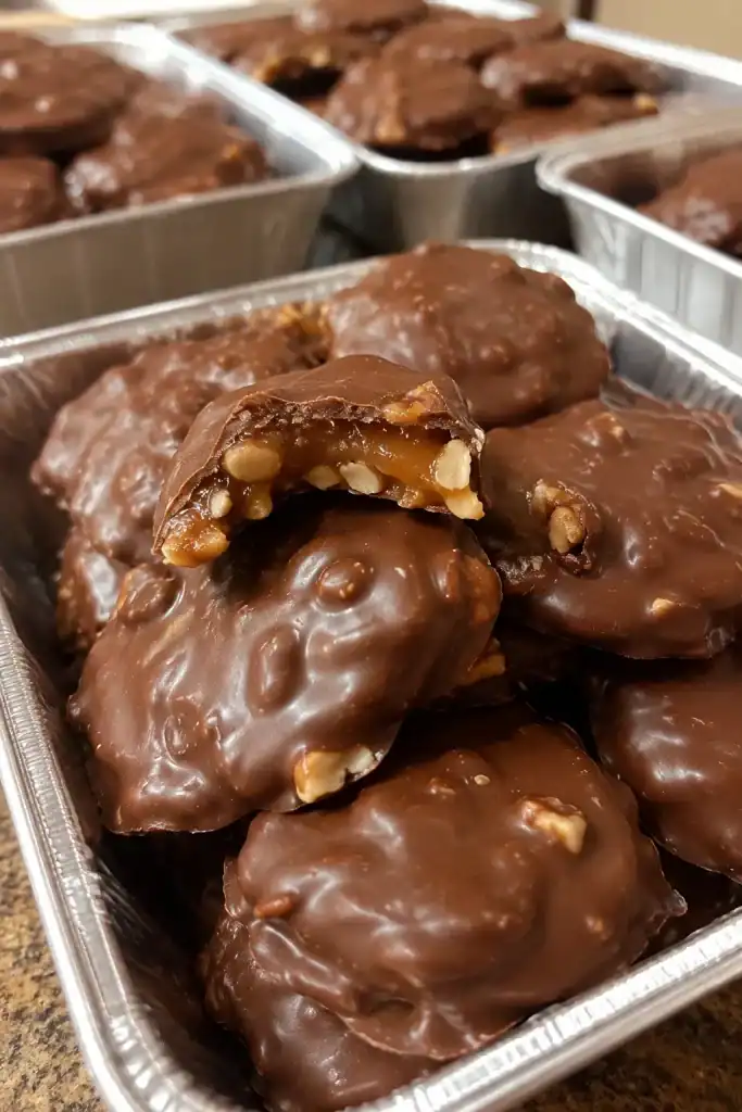 Homemade Turtle Candy With Pecans and Caramel