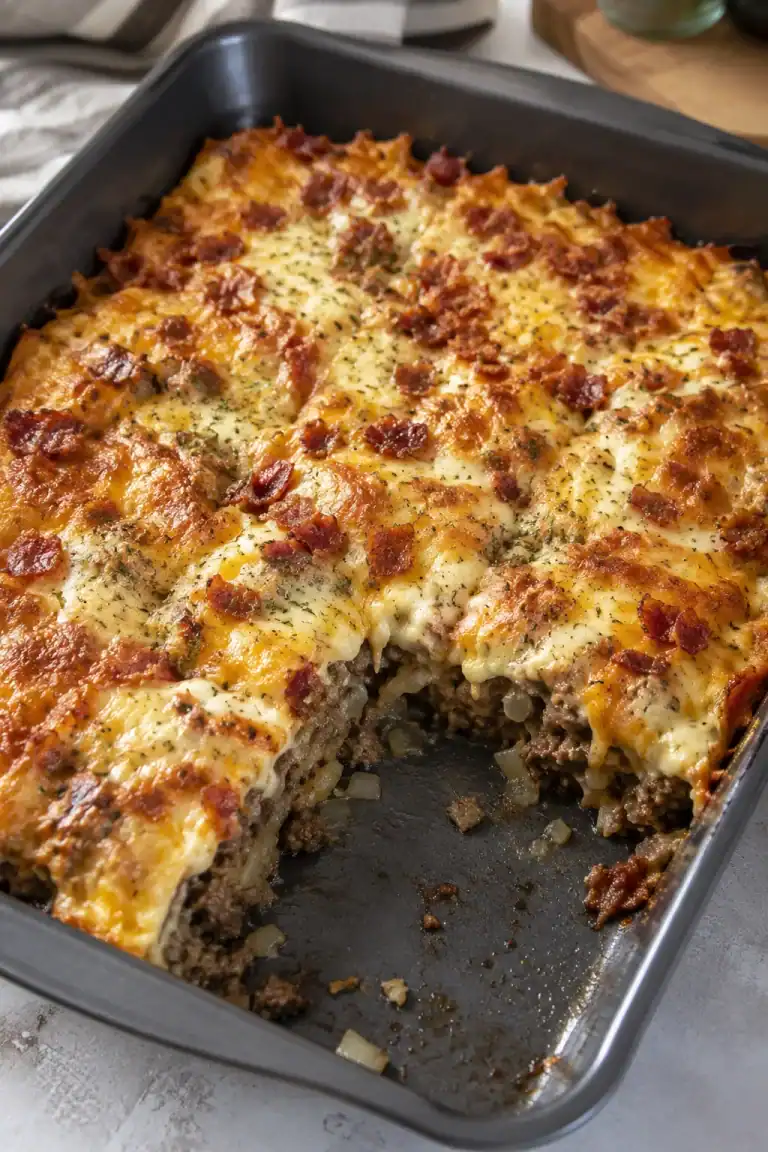 Low-Carb Bacon Cheeseburger Casserole