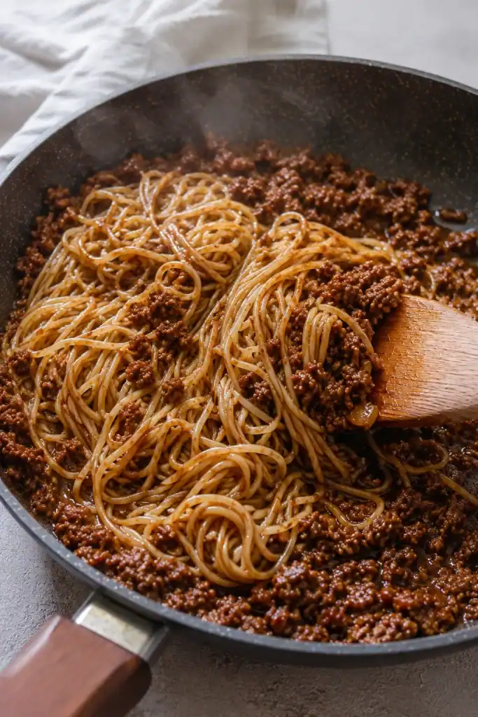 Mongolian Ground Beef Noodles