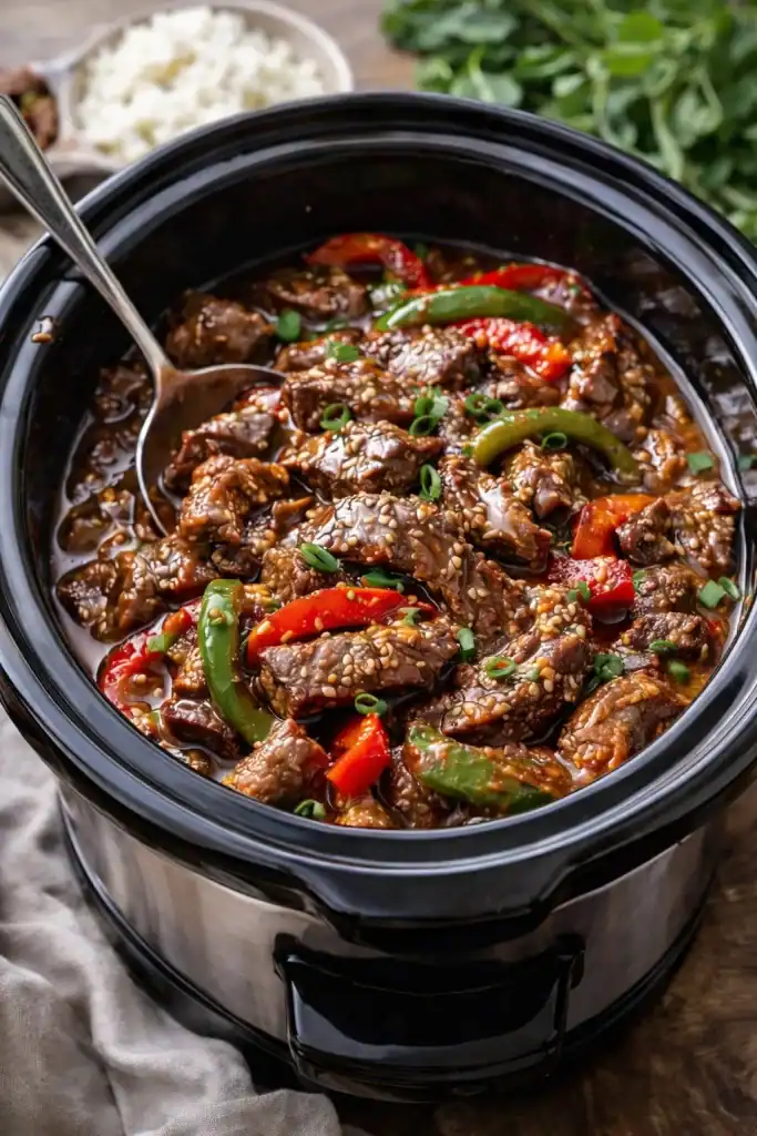 Easy Crockpot Pepper Steak