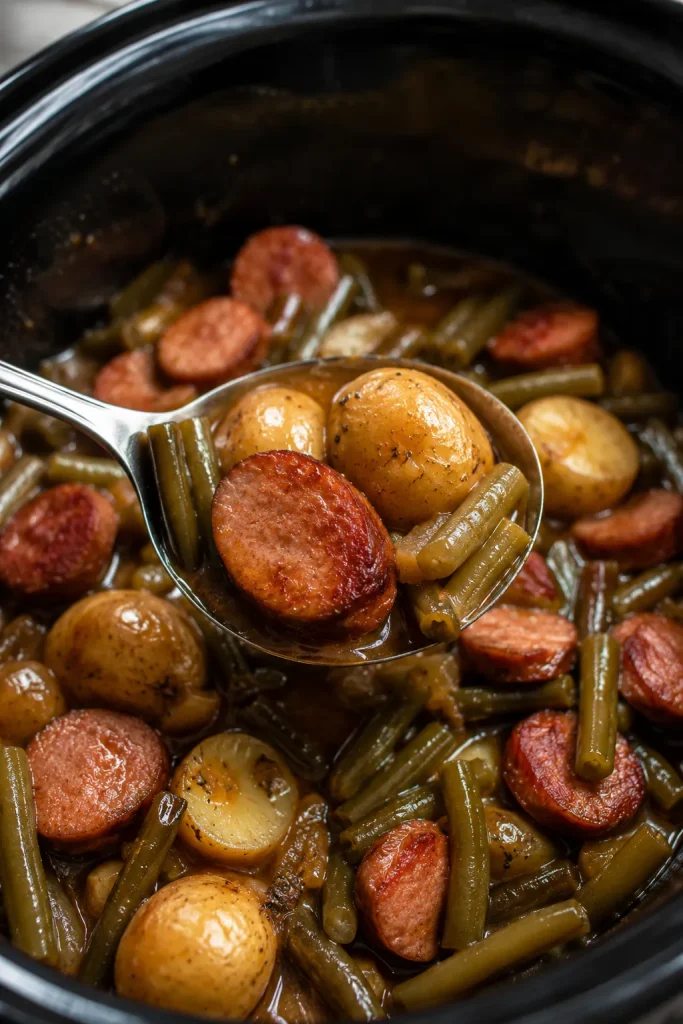 Crockpot Smokies with Beans and Potatoes