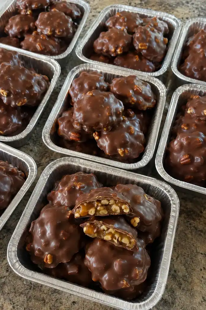 Homemade Turtle Candy With Pecans and Caramel