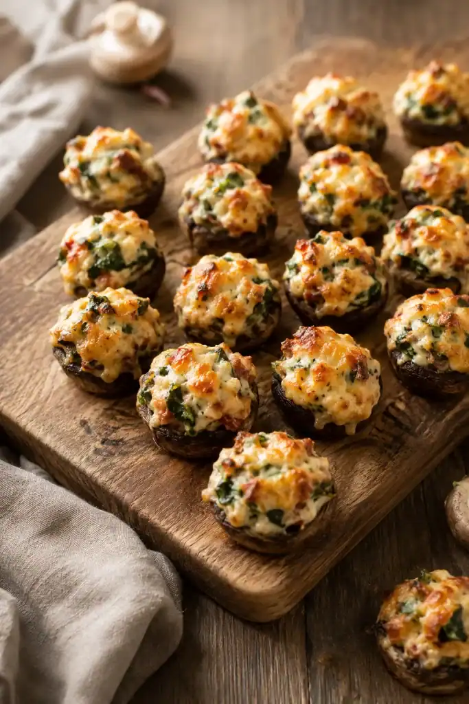 Savory Crab Stuffed Mushrooms