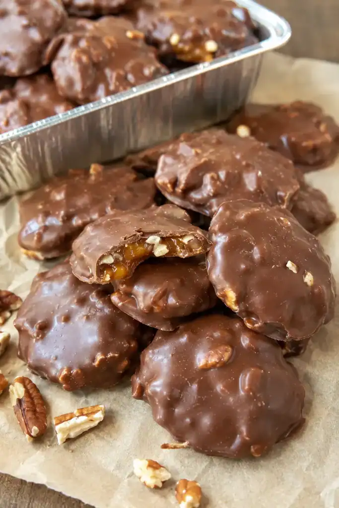 Homemade Turtle Candy With Pecans and Caramel