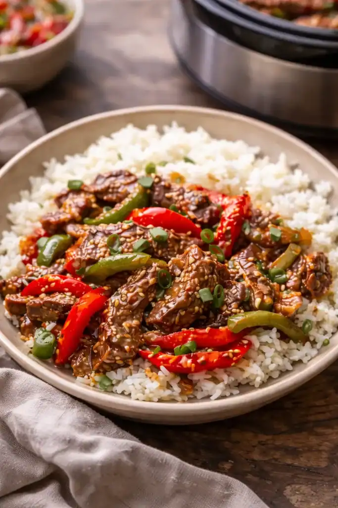 Easy Crockpot Pepper Steak