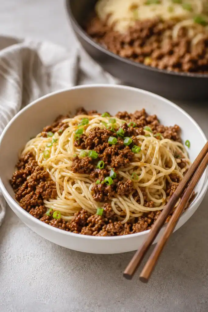 Mongolian Ground Beef Noodles