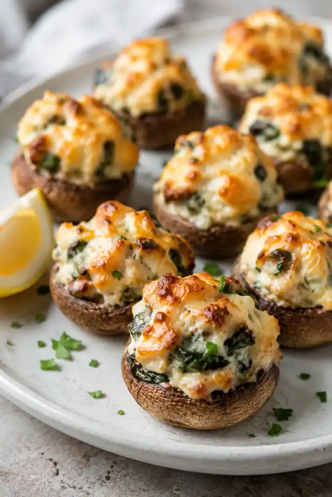 Savory Crab Stuffed Mushrooms