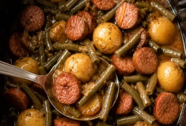 Crockpot Smokies with Beans and Potatoes