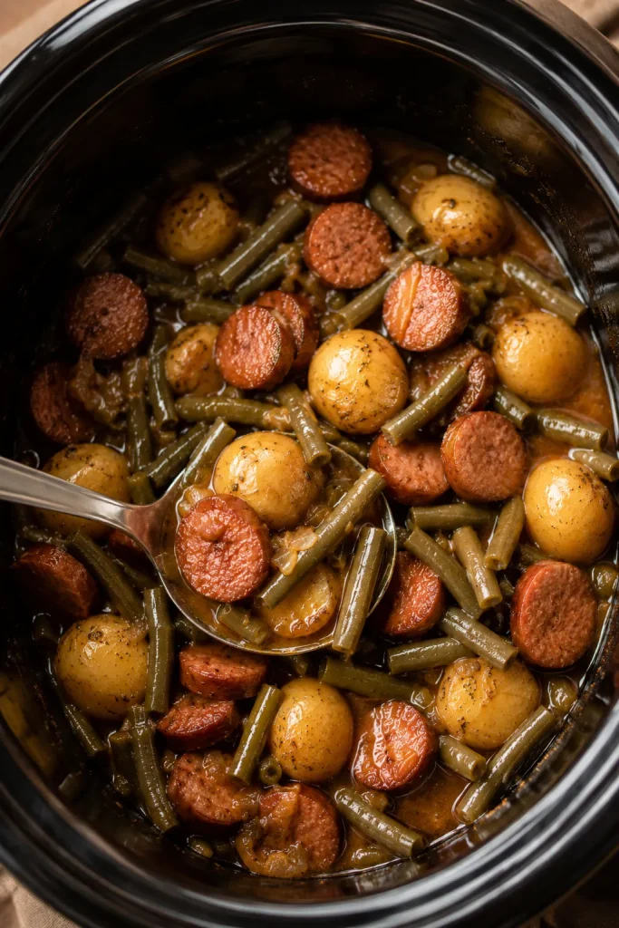 Crockpot Smokies with Beans and Potatoes