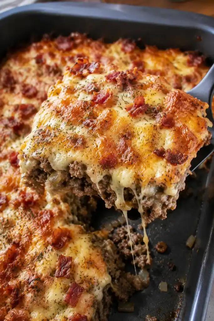 Low-Carb Bacon Cheeseburger Casserole