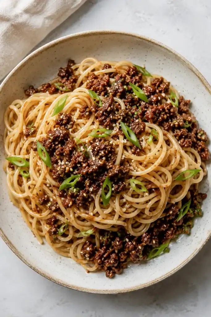 Mongolian Ground Beef Noodles