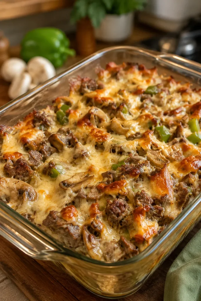 Philly Cheese Steak Casserole