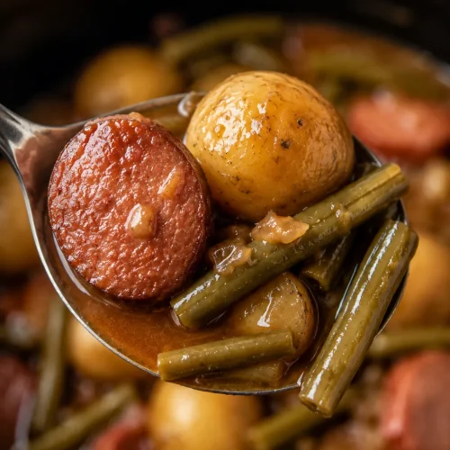 Crockpot Smokies with Beans and Potatoes