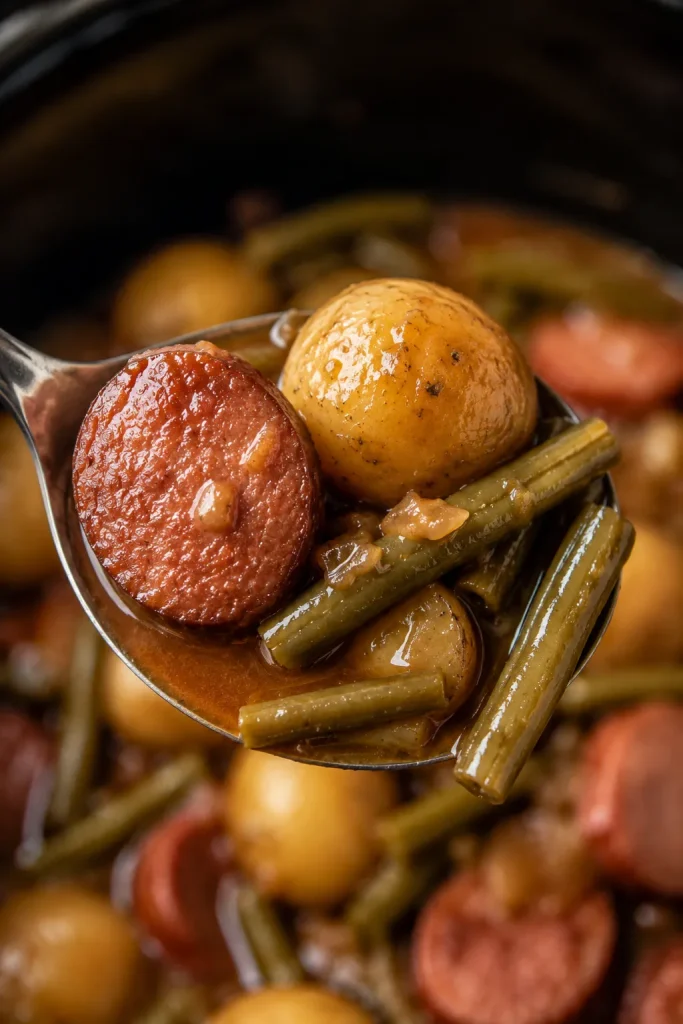 Crockpot Smokies with Beans and Potatoes