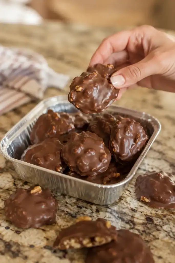 Homemade Turtle Candy With Pecans and Caramel