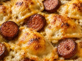 Baked Pierogi & Kielbasa Casserole