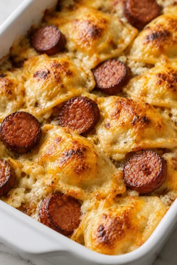 Baked Pierogi & Kielbasa Casserole