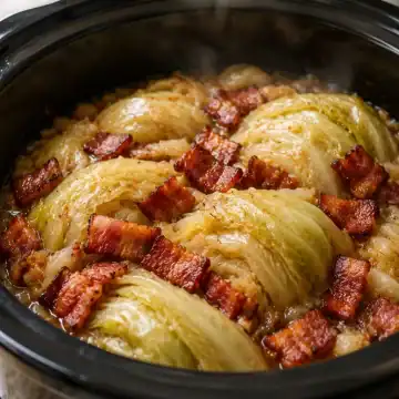 Slow Cooker Braised Cabbage and Bacon