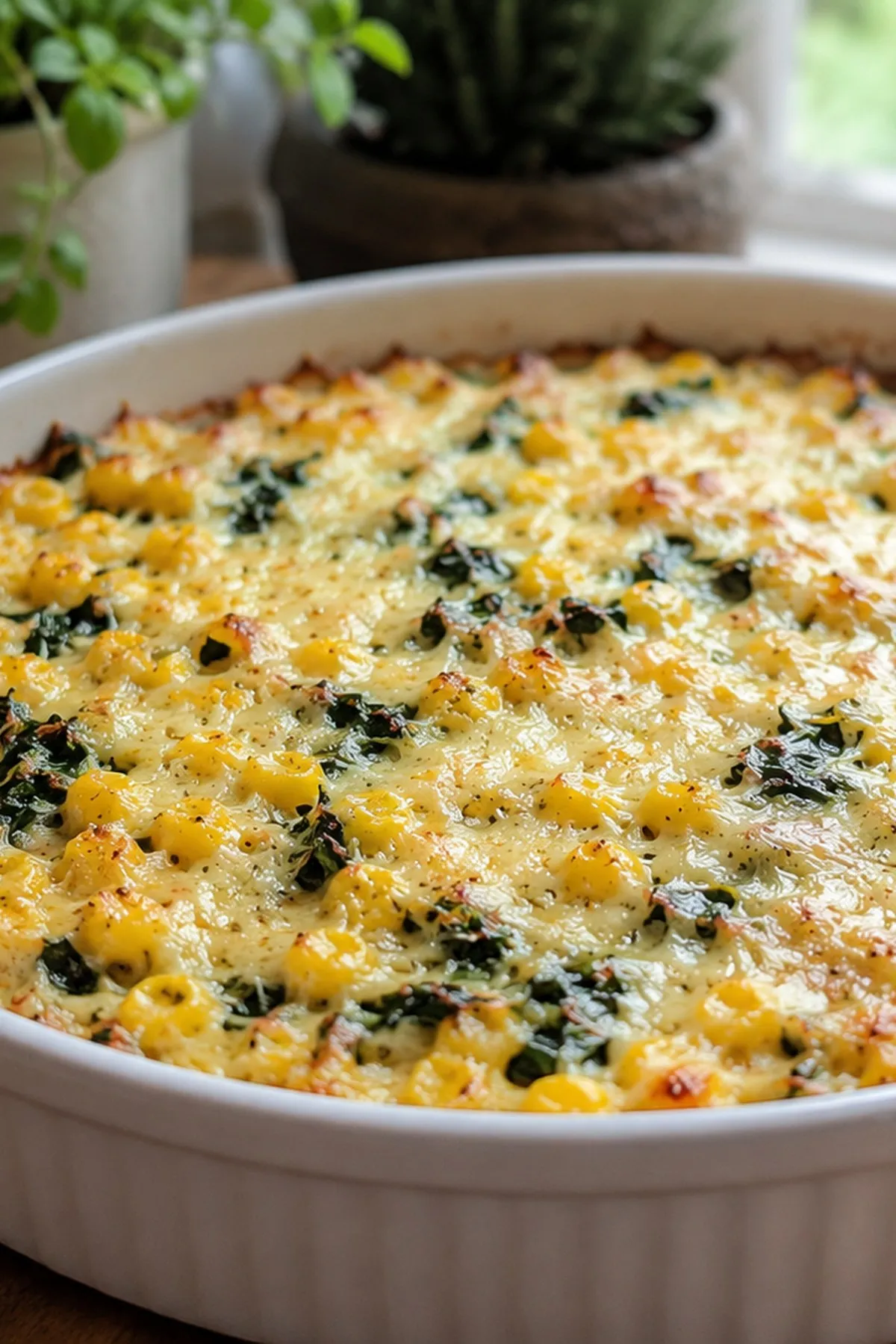 Cheesy Corn and Spinach Casserole