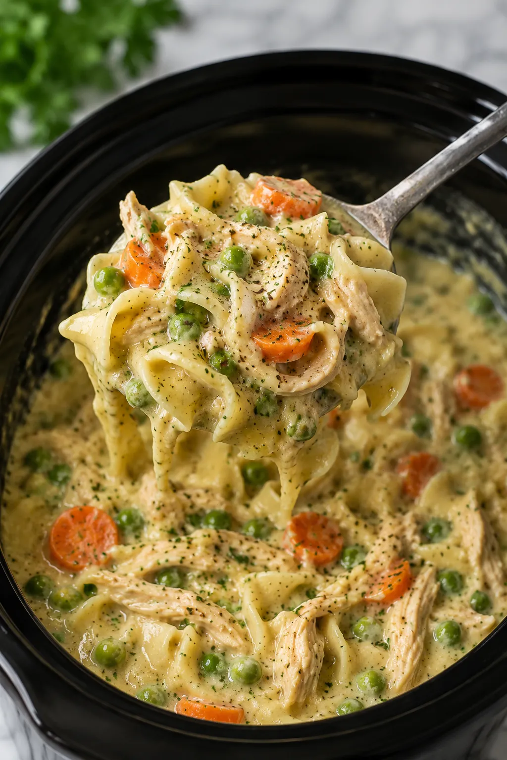 4-Ingredient Slow Cooker Chicken Pot Pie