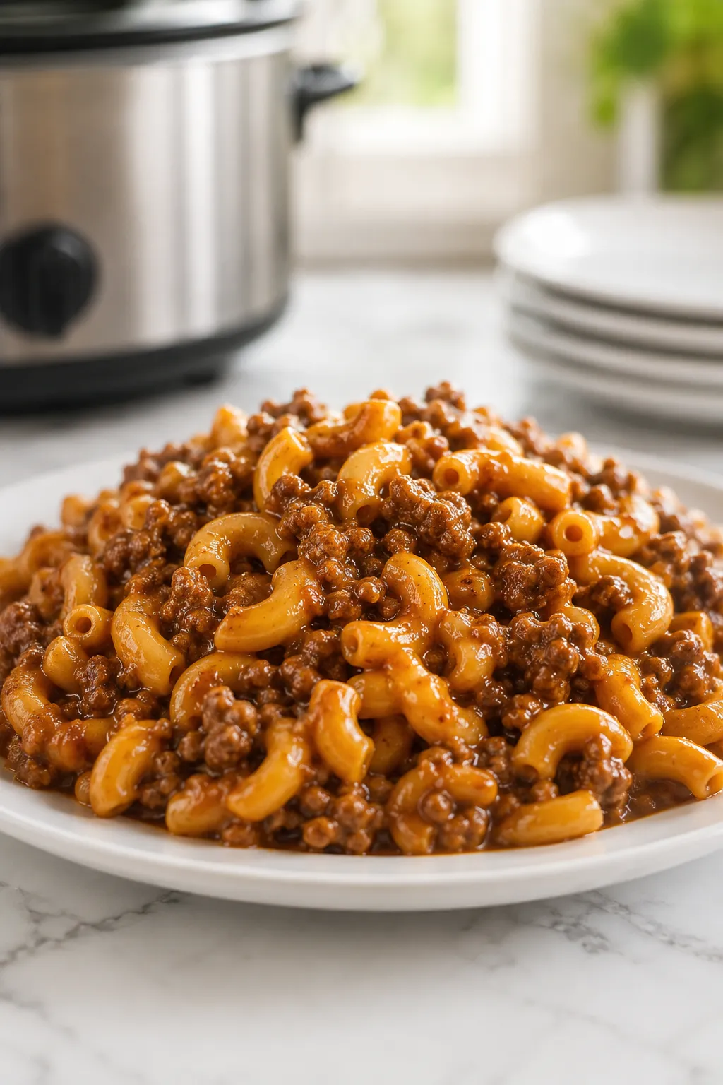 4-Ingredient Crockpot Beef Macaroni