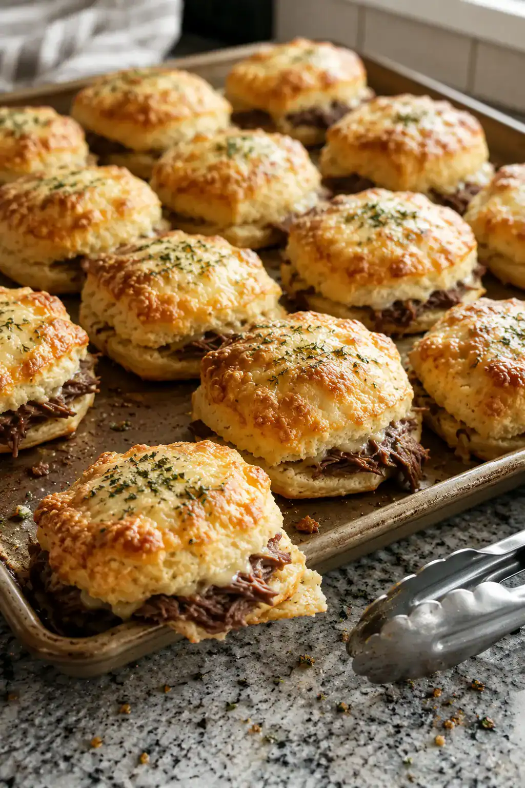 Delicious cheesy beef pot pie bites with golden crust and savory filling, perfect for snacks or appe.