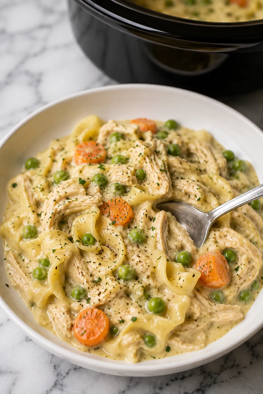 4-Ingredient Slow Cooker Chicken Pot Pie