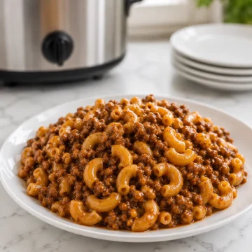 4-Ingredient Crockpot Beef Macaroni