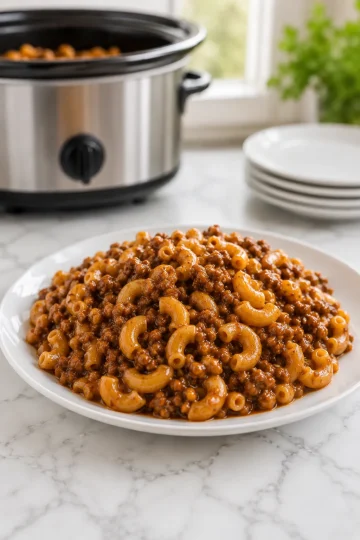 4-Ingredient Crockpot Beef Macaroni