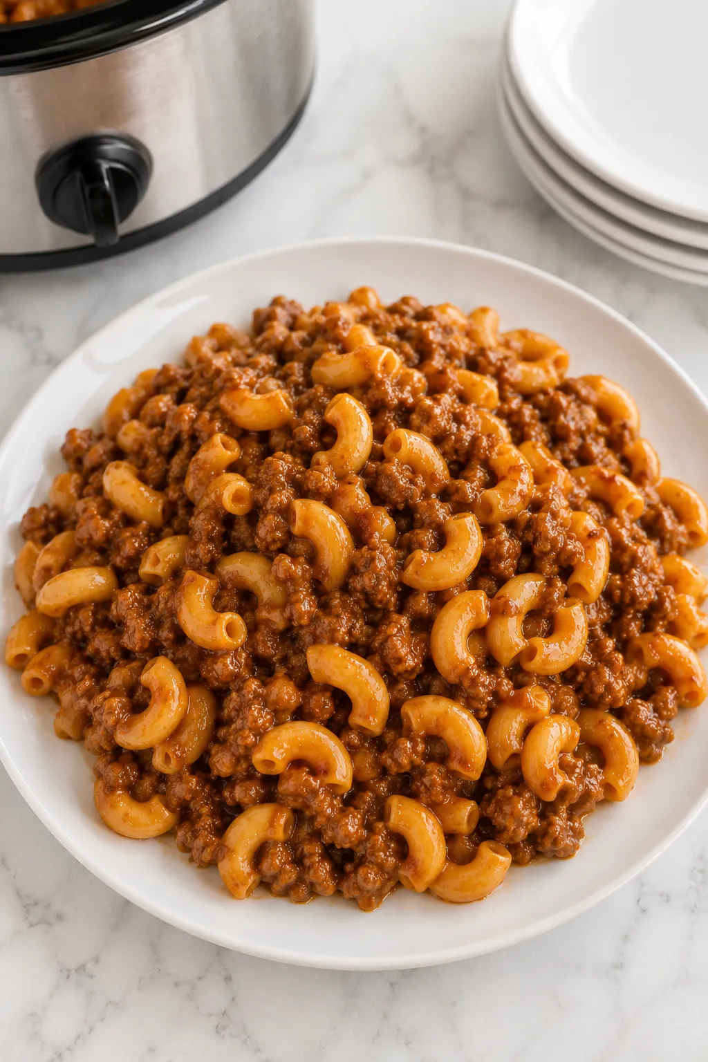 4-Ingredient Crockpot Beef Macaroni