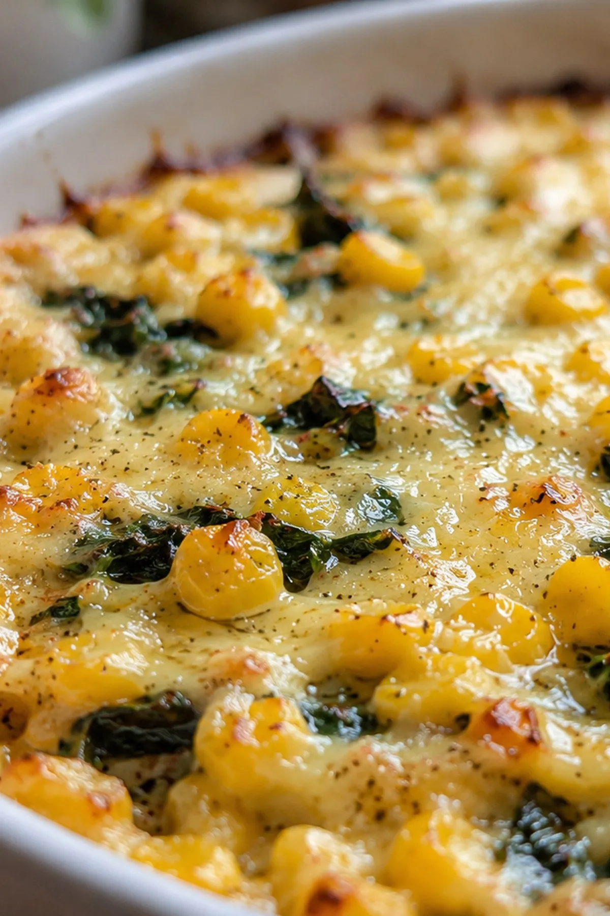 Cheesy Corn and Spinach Casserole