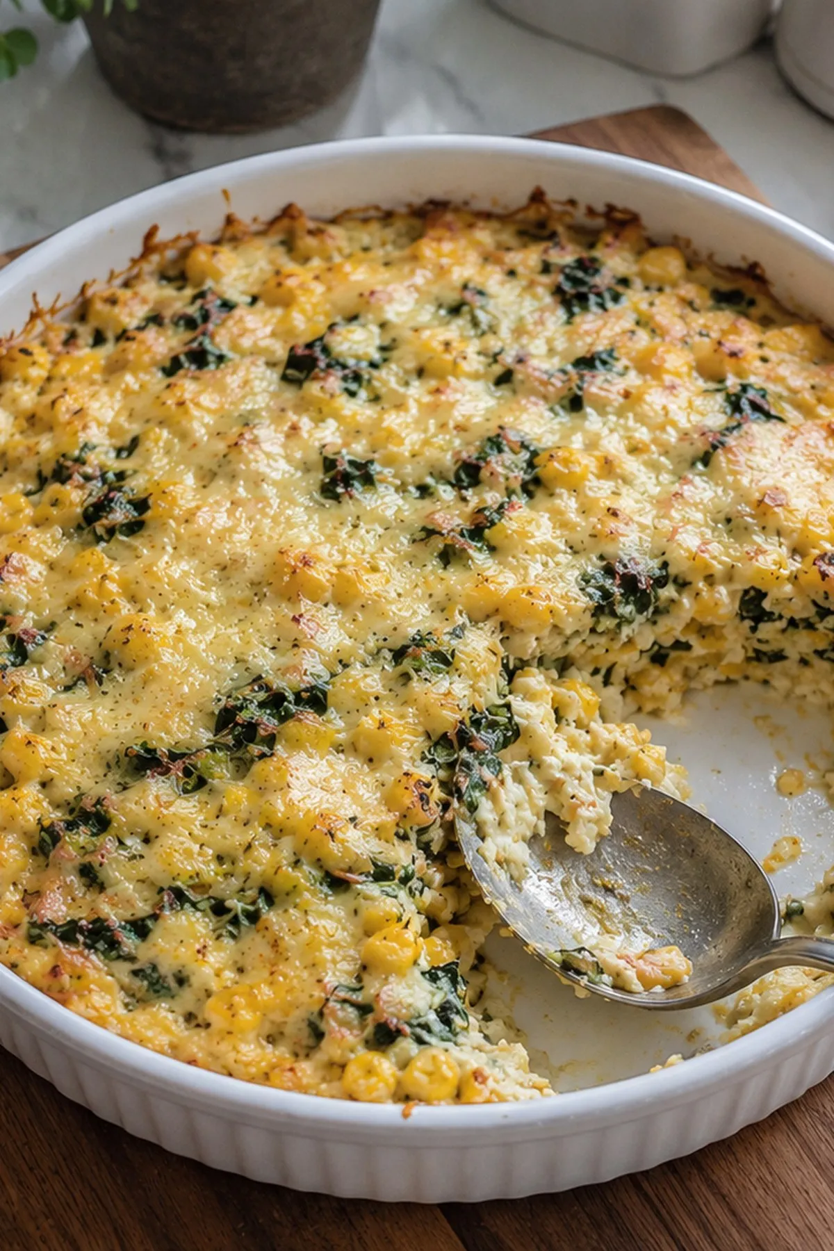 Cheesy Corn and Spinach Casserole