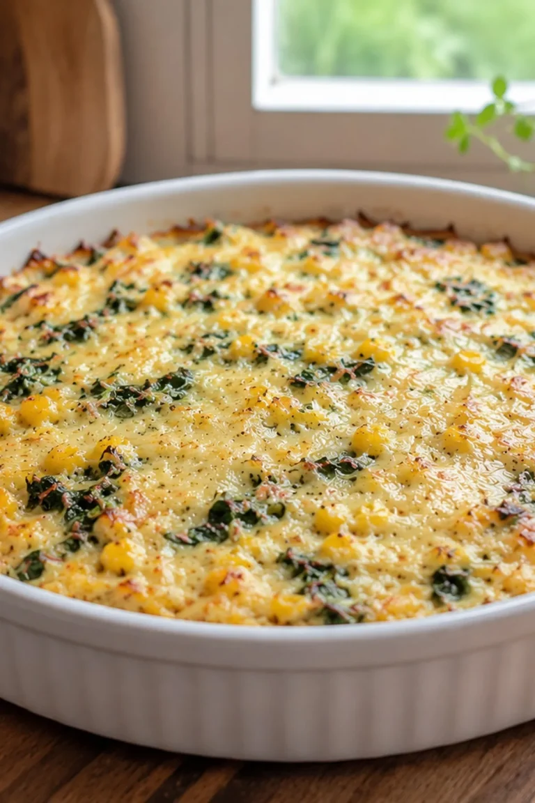 Cheesy Corn and Spinach Casserole