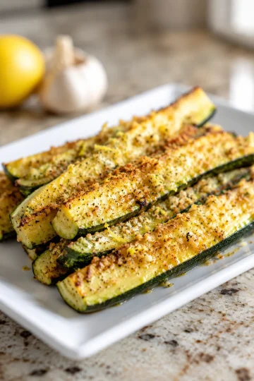 Garlic Lemon Oven Baked Zucchini