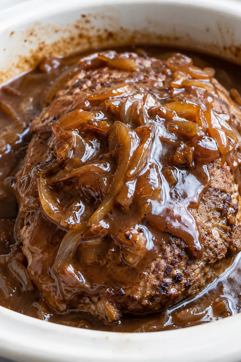 Slow Cooker Onion Burger Steaks