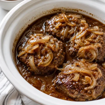 Slow Cooker Onion Burger Steaks
